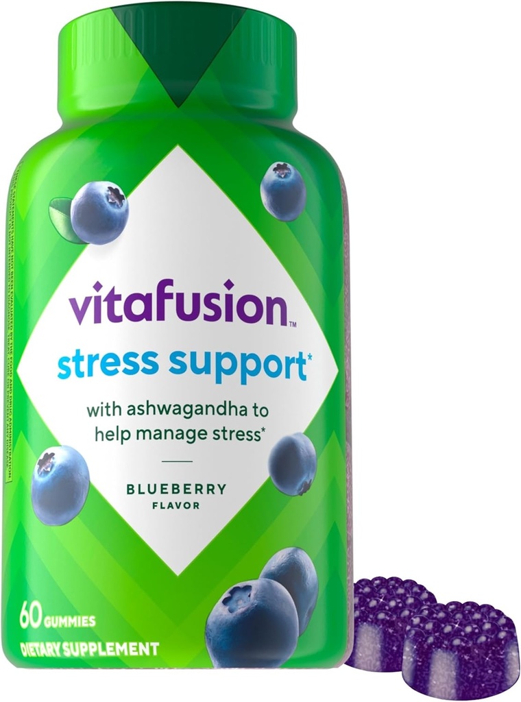 Vitafusion Ashwagandha Gummies –Clinically Shown Adaptogen Sensoril Ashwagandha 125mg Por Serving – Ayuda Manage Stress – Chewable Gummy Vitaminas/ Alternativa a Liquid Capsules Drops Powder, 60 Con