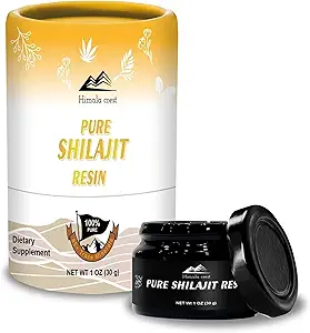 Shilajit orgánico puro Himalayan, Resina Shilajit de alta potencia - Oro Grado, Auténtico &amp; Natural - 70% Ácido Fulvico &amp; 85+ Minerales de traza para la energía &amp; Apoyo inmunitario 75 Serviciones - 30g