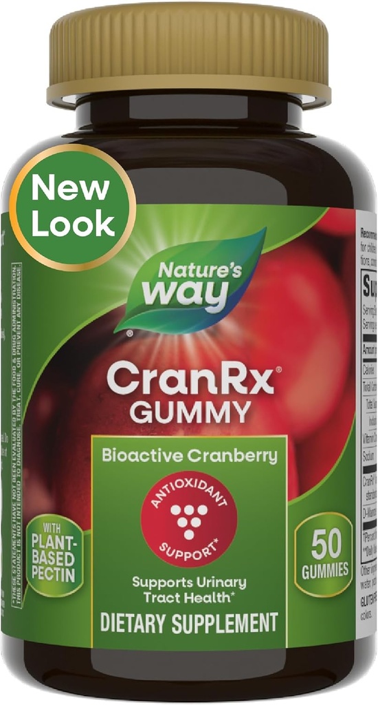 Camino de la Naturaleza CranRx Cranberry Gummies, Urinary Tract Health Support*, 100% Whole Cranberry Fruit Concentrate with D-Mannose, Vitamina C, 50 Gummies (Packaging May Vary)