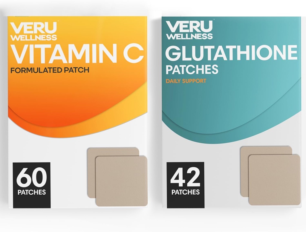 Veru Wellness Antioxidante Power Duo Lifestyle Patches C, Glutathione - Auto Adhesivo Time Release Topical Patch, 8-10 horas (42 Day Supply)
