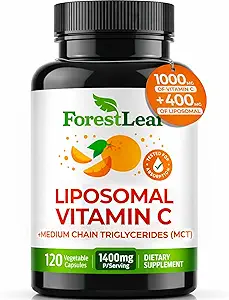 ForestLeaf Liposomal Vitamina C 1000mg Capsules ← Alta Dose Vitamina C Liposomal Suplemento w Coconut Oil Fatty Acids ← Fast Absorption ← Immune Support, Antioxidant, Collagen Production  120 Vegan Cap