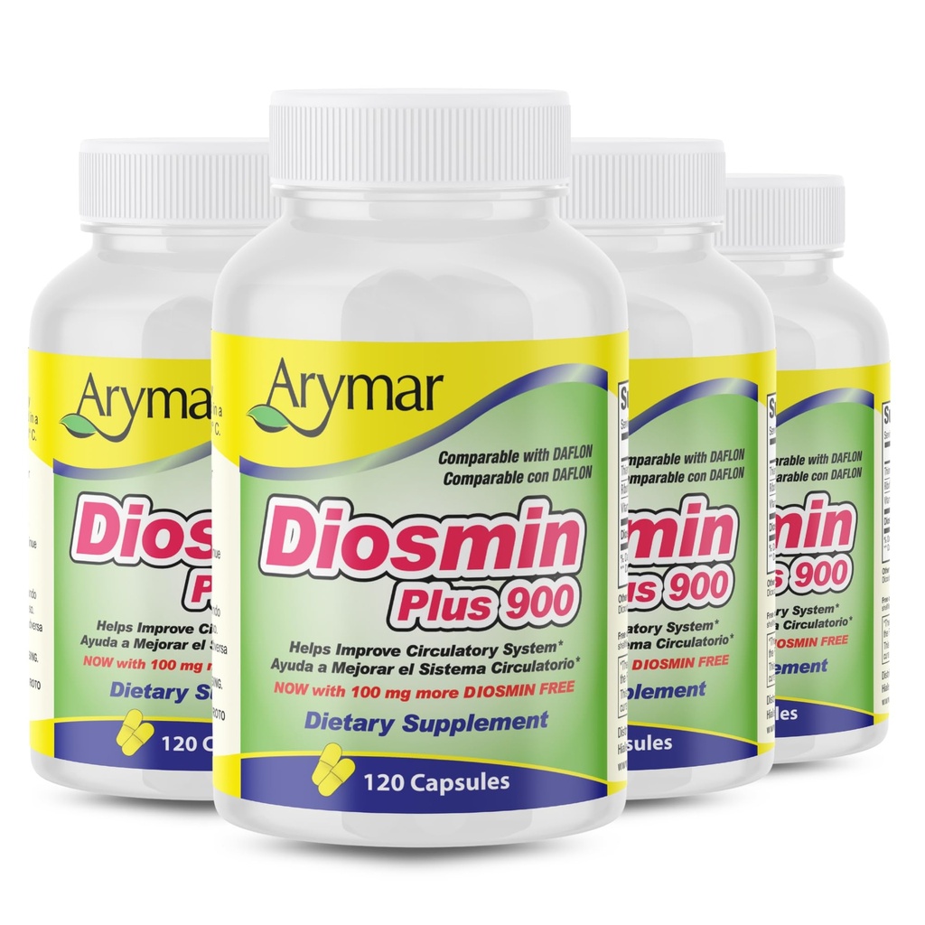 Arymar Diosmin Plus 900mg – Circulation & Vein Support, 60 Capsules (4-Pack)