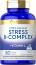Carlyle Stress B-Complex Vitamina TEN 180 Caplets Vegetarian TENIDO con Vitamina C TENIDO Suplemento gratuito