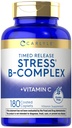Carlyle Stress B-Complex Vitamina TEN 180 Caplets Vegetarian TENIDO con Vitamina C TENIDO Suplemento gratuito