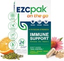 EZC Pak On The Go Immune System Booster with Echinacea, Vitamin C, Zinc, Immune Support Supplement, Immunity Vitamins for Adults, Travel-Friendly Packaging, Vegetarian, Gluten-Free