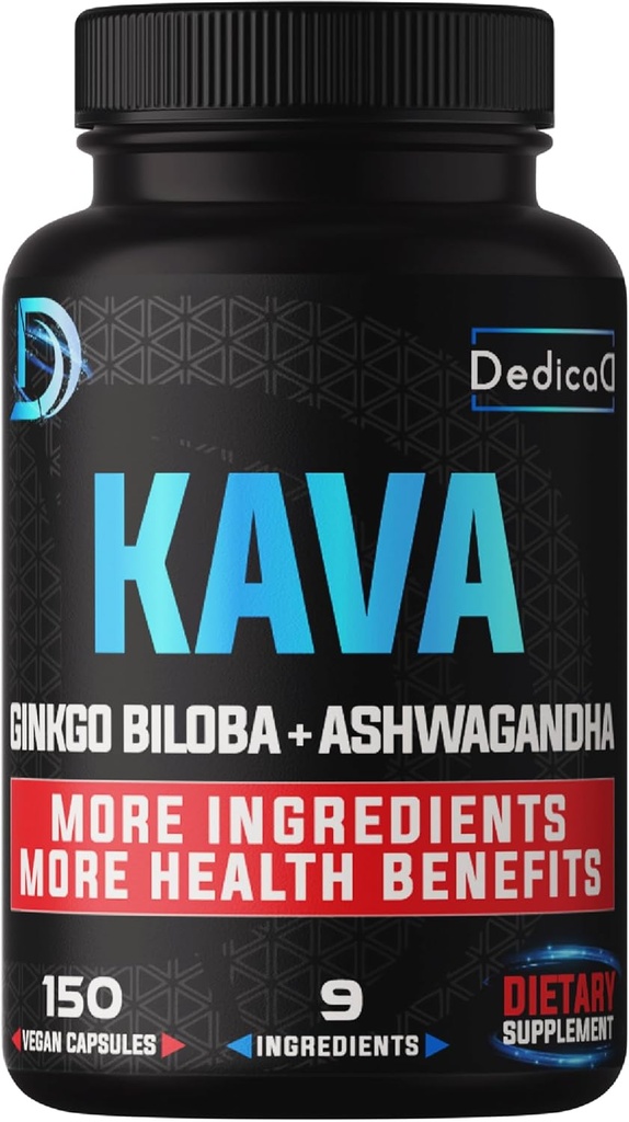 9in1 Kava Kava Capsules 5-Month Supply 15:1 Extract for Sleep, Mind & Immune Support - 9 Natural Herbs Includes Ginkgo, Ashwagandha, Graviola, Valerian & More - 150 Vegan Capsules