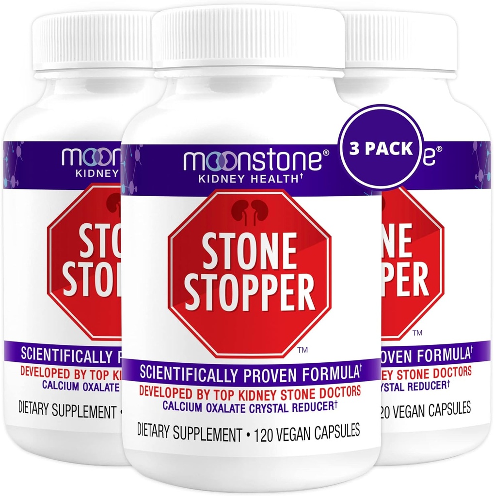 Tapa de piedra capsules, Prevención de piedras de riñón, Protector de oxalato de calcio, Suplemento de apoyo de citratos de Alkali, Desarrollado por urólogos para apoyar la salud de los riñones, suministro de 90 días (360 conde)