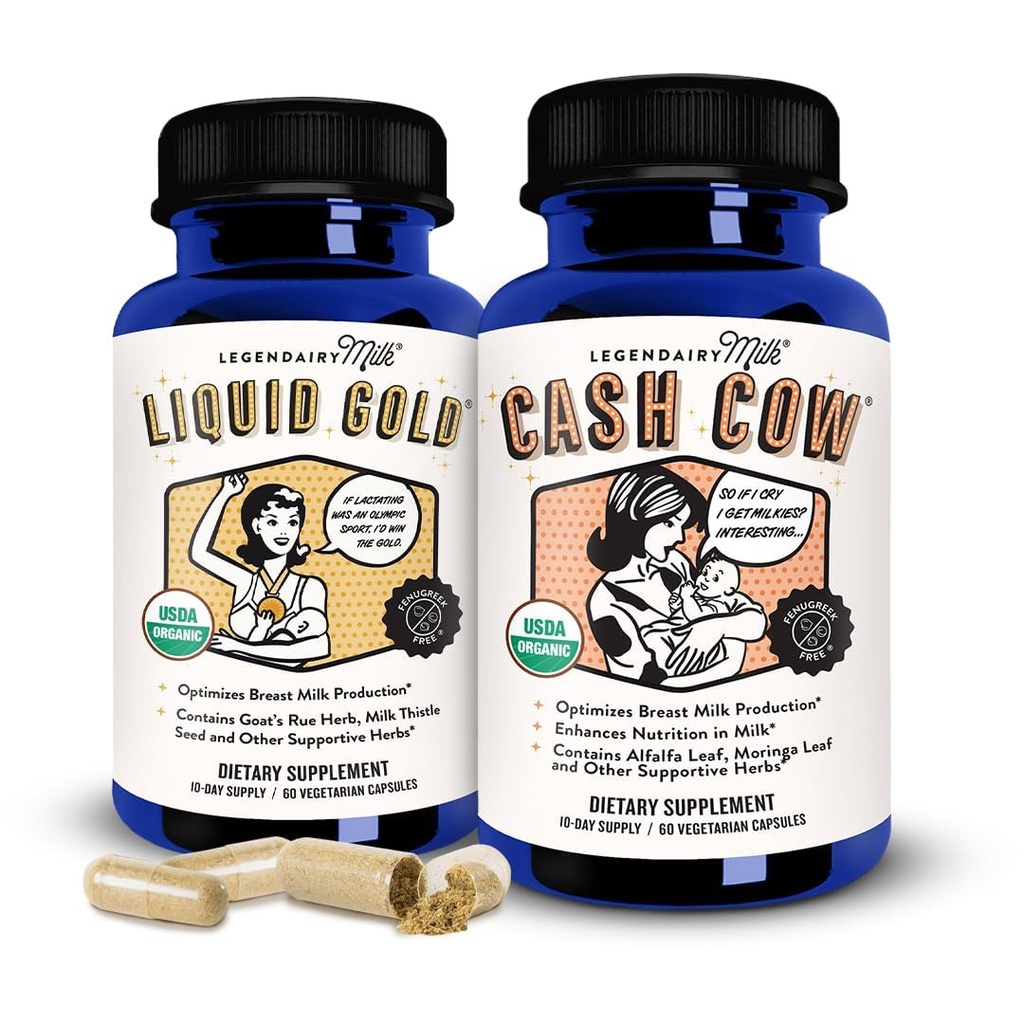 Legendairy Milk Liquid + Cow, Lactation Supplement for Milk Supply Increase and Enhance Prolactin Release - Lactation Support for Breast Milk Production