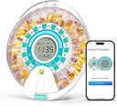 Betife Smart Automatic Pill Dispenser, 28 Compartments Electronic Pill Organizer para cualquier dosis con Alarma Ligera/Sonido, Organizador de Medicación Bluetooth, Caja de Píldora Cerrada para Prescripciones y Suplemento