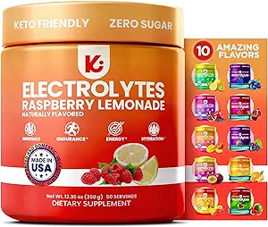 Keppi Electrolytes Powder – Raspberry Lemonade Flavor 50 Servings – No Sugar Hydration Suplemento con Magnesium, Potassium, Sodium – Keto, Vegan, Fasting-Friendly, Zero Calorie Electrolyte Drink