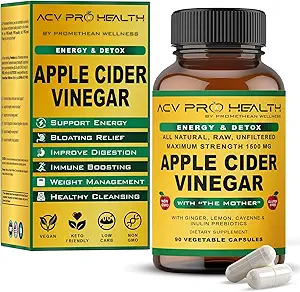 Cápsulas de vinagre de manzana ACV Pro Certified Organic con madre ACV Píldoras Detox Cleanse Acid Reflux Relief Support Suplemento Ginger Root Cayenne Pepper Powder