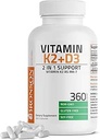 Bronson Vitamin K2 (MK7) with D3 Supplement Non-GMO Formula 5000 IU Vitamin D3 & 90 mcg K2 MK-7 Easy to Swallow D & K Complex, 360 Capsules