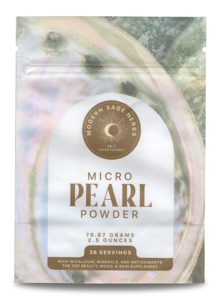 2.5oz Pure Pearl Powder 10:1 Super Concentrated Extract. 36 Servings. Suplemento de Collagen, Anti-Aging y producción Antioxidante. Soporta la piel, los ojos, las uñas, la belleza radiante por hierbas de sabio moderno.