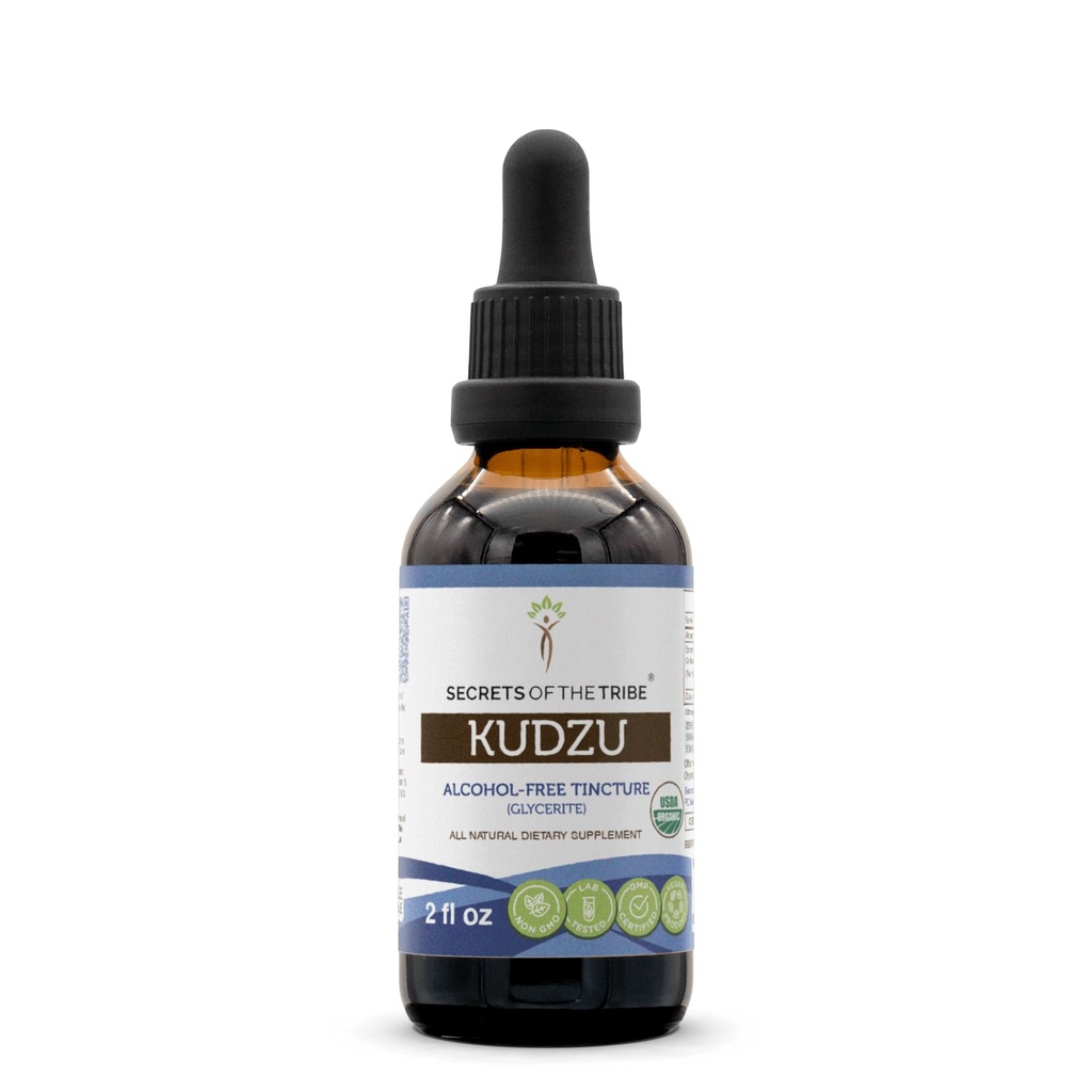 Secrets of the Tribe Kudzu USDA Organic | Alcohol-Free Extract, High-Potency Herbal Drops | Made from 100% Certified Organic Kudzu (Pueraria lobata) Dried Root (2 oz)