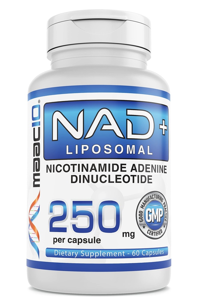 MAAC10 Liposomal NAD Suplemento 500mg Servir (2x250mg Capsules) Actual Nicotinamide Adenine Dinucleotide