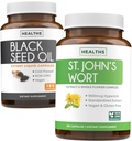 Black Seed Oil &amp; St. John's Wort (3-Month Supply) Harmony Essence Bundle of Black Seed Oil (180 Capsules) Cold-Presed Nigella Sativa & St. John's Wort (180 cápsulas) con Powerful 900mcg Hypericin