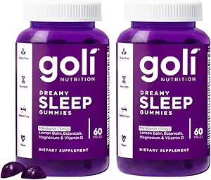 Goli Dreamy Sleep Gummy - 60 Conde (Pack of 2) - Melatonina, Vitamina D, Magnesio y Lemon Balm Extract - Gelatin-Free, Gluten-Free, Vegan " Non-GMO