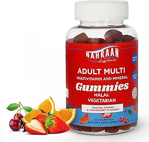 Vitaminas Halales para Adultos - Multivitaminas Halales para Hombres Mujeres - Vitamina A, C, D, E, B6, B12 - Vegetariano, Gummies Halales - 90 Conde