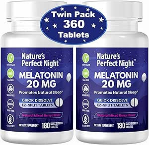 La noche perfecta de la naturaleza ← Melatonin 20mg  180 Quick Dissolve Tablets, 2-Pack ← Natural Mixed Berry Flavor ANTEHigh Potency ← Sugar Free TEN Gluten Free TEN 2 Conde