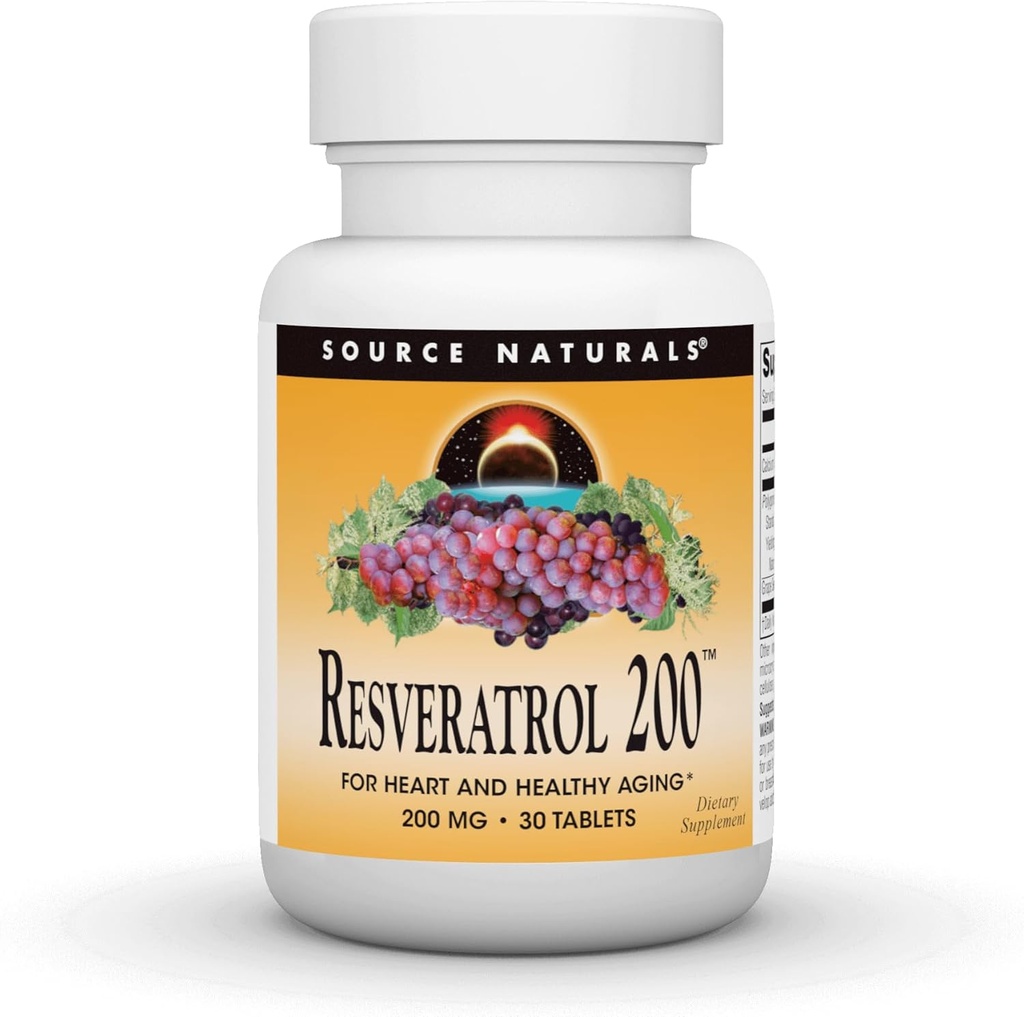 Fuente Natural Resveratrol, para el envejecimiento cardíaco y saludable* 200 mg - 30 Tabletas