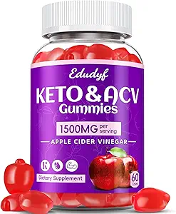 Keto ACV Gummies - 1500mg Apple Cider Vinegar Gummies con Probióticos, B12 y Keto Support, Detox &amp; Cleanse, GMO Gratis &amp; Vegan - 60 Cuenta...