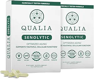Qualia Senolytic Supplement, Fisetin, Quercetin, Piperlongumine &amp; More, Aging Supplement That Supports Optimal Cell Repair & Rejuvenation, Naturally Eliminar Zombie Cells, Capsules, 2 Box