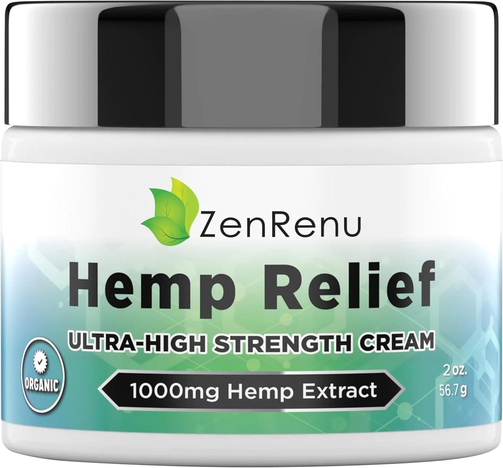 Crema de cáñamo de máxima fuerza con aceite de cáñamo, Arnica, Lavanda, Aloe Vera, Kava Kava, " Camphor - Crema de cáñamo de cáñamo natural para la piel, musculos " , 2 oz