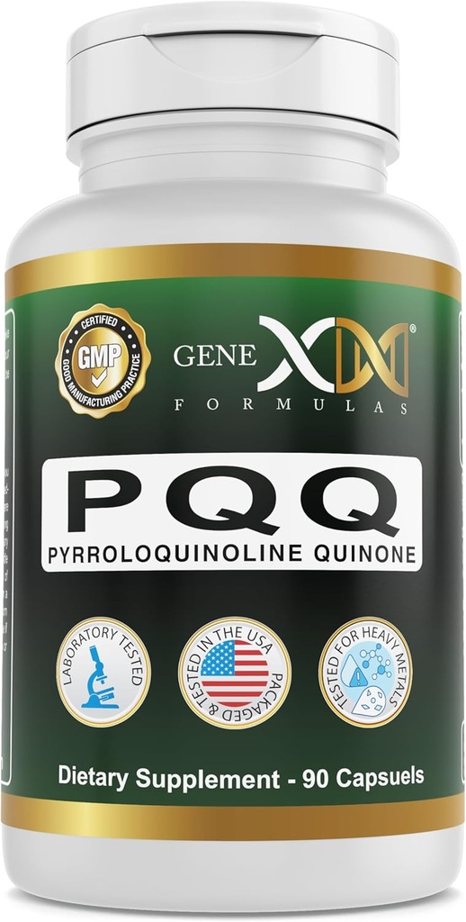Genex Fórmulas 20mg PQ Pyrroloquinoline Quinone (90 capsules) Silenciosos Mitocondria, Cardiovascular, y Cognitive Health - Non-GMO, Gluten Free, Vegetarian - 90 Day Supply
