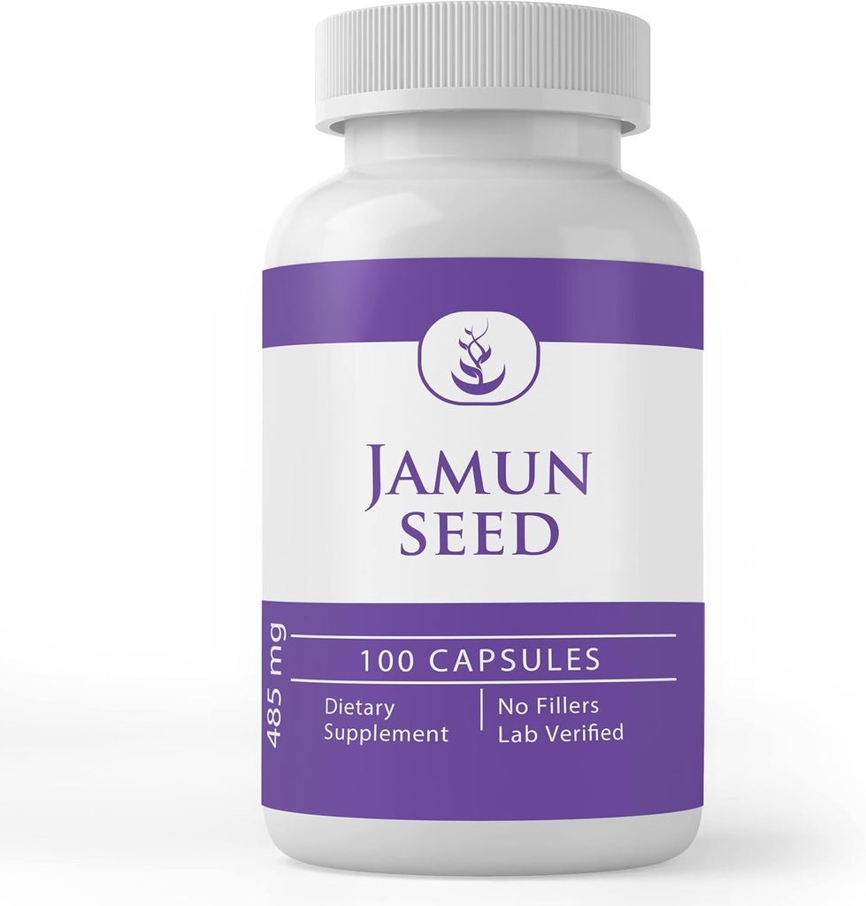 PURE ORIGINAL INGREDIENTES Jamun Seed Capsules (100 cápsulas) Siempre puro, sin aditivos ni artillería, Lab Verified