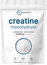 Instant Creatine Monohydrate Powder 500 Grams (1.1 Lb), 5000mg Por Serv, Micronized Creatine Powder, Unflavored, Pure, No Filler, Keto & Vegan, Easy Dissolve Pre Workout for Women and Men