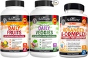 BioSchwartz Daily Fruits and Veggies Supplement for Women and Men (2 Mes Supply) Plus Complejo de vitamina B con Vitamina C (2 Mes de Suministro)