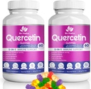 (2 Pack) Quercetina Gummies by BioVitalica - Quercetina con Bromelaina Vitamina C y Zinc &amp; Elderberry + Vitamina D3-5 en 1 Apoyo Inmunitario - Zinc Quercetin 750 mg para niños y adultos