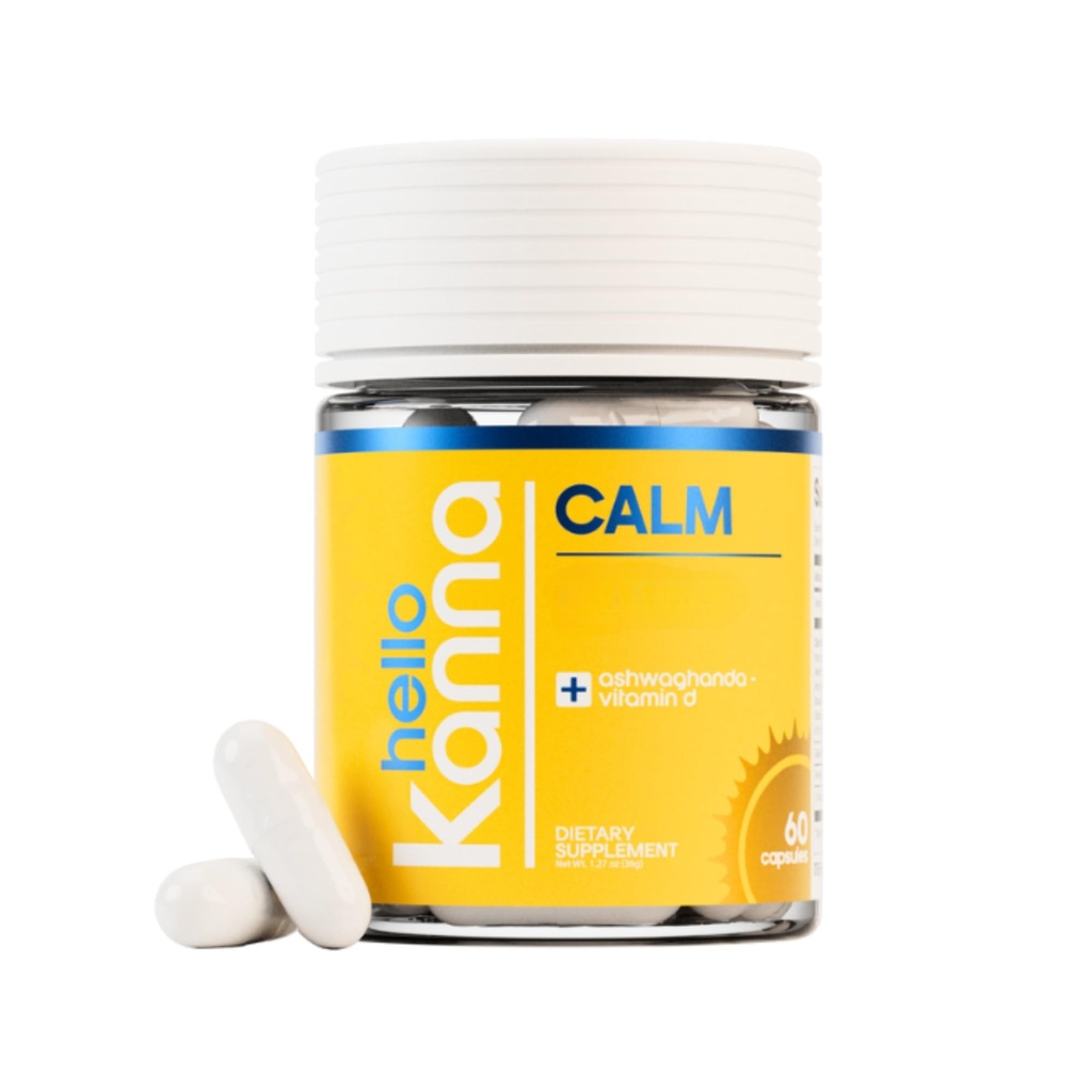 Hello Calm - Herbal Supplement with Kanna, Ashwagandha, Lemon Balm & Rhodiola - Plant-Based, Non-GMO, Gluten-Free - Crafted in USA - Premium Botanical Blend - 60 Vegan Capsules