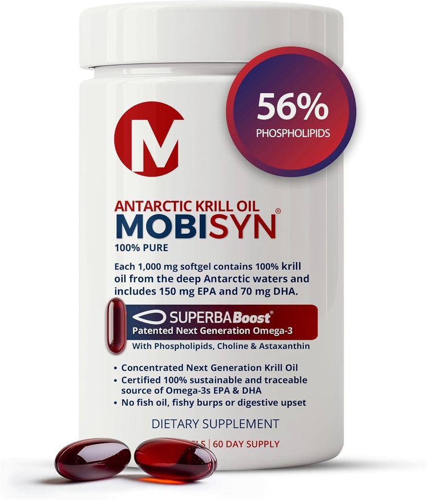 100% puro aceite de Krill Antártico Orgánico 1000mg, 60 días, Omega 3, Concentración más alta 56% fosfolípidos, EPA Choline, Astaxanthin, Wild Caught, Sustainable, Supports Heart, Brain, No Fish Oil