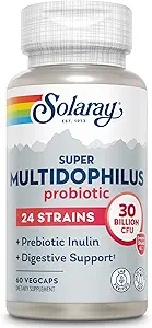 SOLARAY Super Multidófilo 24 Strain Probiótico TENIDO 30 Billones CFU TENIDO Gut sano TENIDO 30 Serv ANTE 60 Enteric VegCaps