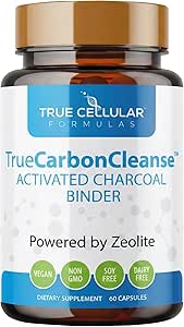 TrueCarbonCleanse™ - Perfect Gut Detoxifier & Binder - Advanced Formula with Organic Bamboo Activated Charcoal Capsules - 60 Capsules - Vegan, Non GMO, Gluten Free, Soy Free, Non-Toxic Certified