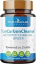 TrueCarbonCleanseTM - Perfect Gut Detoxifier &amp; Binder - Advanced Formula with Organic Bamboo Activated Charcoal Capsules - 60 cápsulas - Vegan, Non GMO, Gluten Free, Soy Free, Non-Toxic Certified