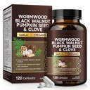 Wormwood Black Walnut Clove Capsules, Black Walnut Wormwood Cleanse Extract for Humans, Rapid Gut Cleanse & Digestive Health Herbal Supplement for Adults, Vegan, Non-GMO & Gluten Free - 120 Capsules