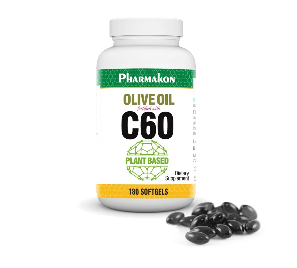 PHARMAKON C60 Enriched Olive Oil Capsules, Plant Based (180 Capsules)