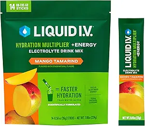Liquid I.V.® Hydration Multiplier +Energía - Mango Tamarind ¦ Electrolyte Powder Drink Mix ← 1 Pack (14 Servings)
