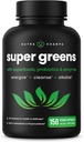 NutraChamps Organic Super Greens Capsules - Alfalfa, Spirulina, Chlorella &amp; More - Antioxidante, Enzyme Digestivo &amp; Blends Probiótico - 150 Green Superfood Capsules