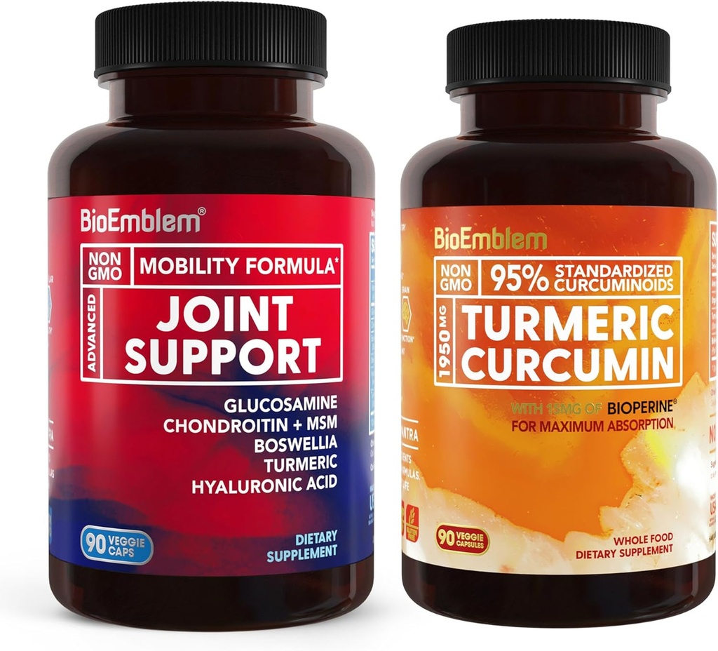BioEmblem Turmeric Curcumin Suplemento con BioPerine y Soporte Conjunto