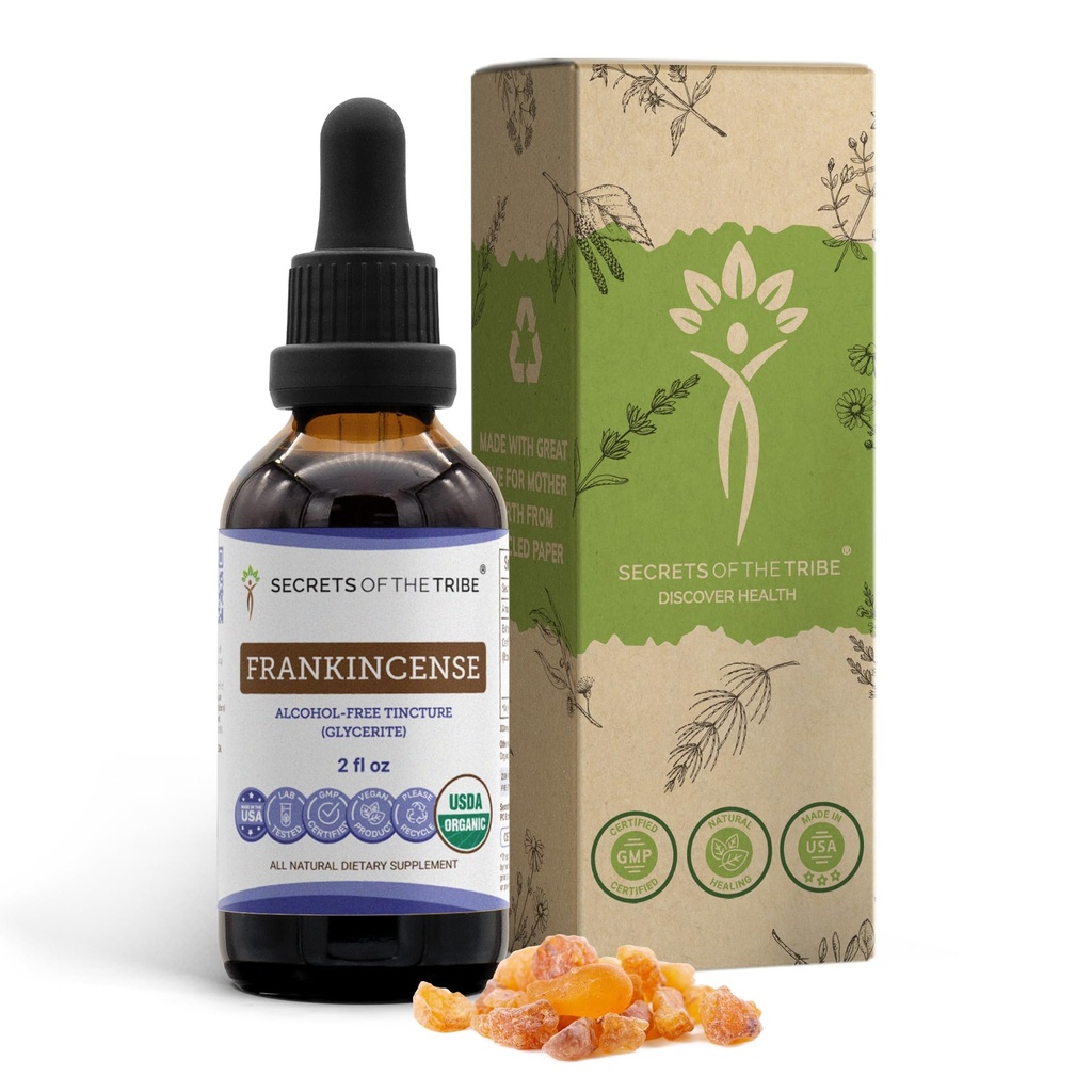 Frankincenso USDA Orgánica Tintura Extracto sin alcohol, Frankincense (Boswellia Serrata) Resistente seco 2 oz