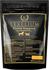 Vision Support &amp; Eye Sight Supplement for Dogs and Cats- Fortified with Zeaxanthin, Bilberry, Lutein, and Beta Carotene - 200 Grams