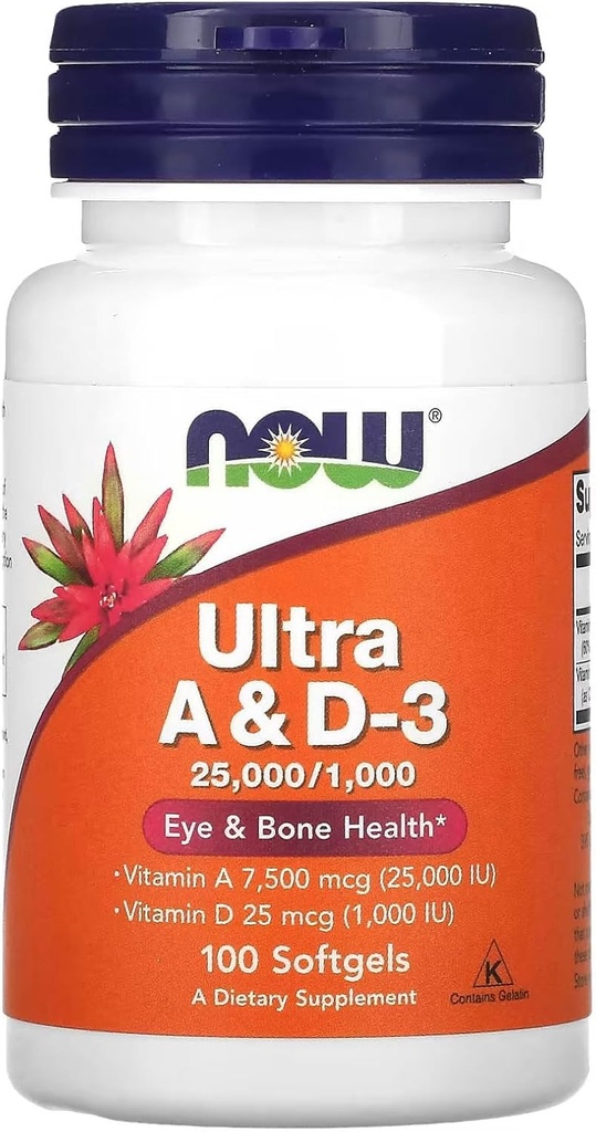 Ultra A &amp; D3, 100 Softgels by Now Foods (Pack of 3)
