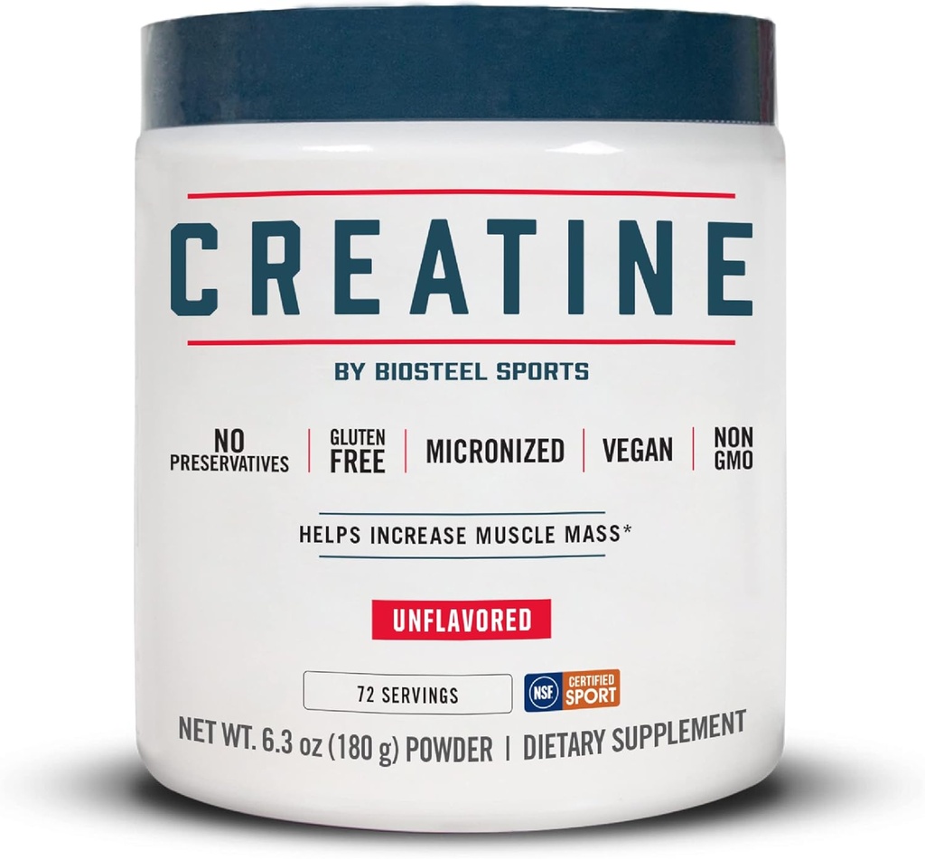 BioSteel Creatine Monohydrate Powder - 72 Servings, 180g, Micronized for Muscle Recovery & Lean Muscle, NSF for Sport Certified Creatine Powder