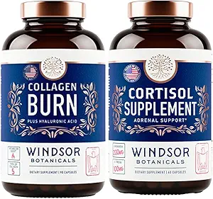WINDSOR BOTANICALS Cortisol Blocker and Multi Collagen Burn - Beauty and Mood Support Bundle