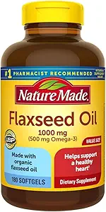 Nature Made Flaxseed Oil 1000 mg Softgels, 180 ct