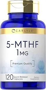 Carlyle 5-MTHF L Methylfolate 1mg  durable 120 Capsules  No GMO &amp; Gluten Suplemento gratuito ← Premium Quality
