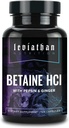 Leviathan Betaine HCl con Pepsin &amp; Ginger - Enzymes Digestivos Suplemento para la ayuda de la digestión " Apoyo, ácido estomacal " Absorción de nutrientes